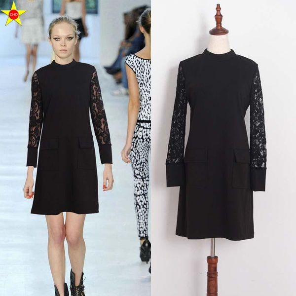 

casual dresses lace patchwork hollow out l-5xl plus size women dress 2021 spring fashion elegant vestidos extra large, Black;gray