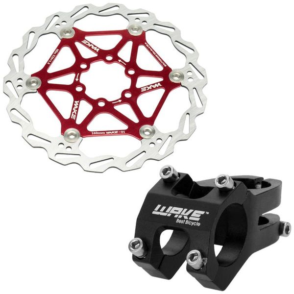 

bike handlebars &components accessory cycling bicycle aluminium alloy handlebar stem + 160mm floating disc rotor