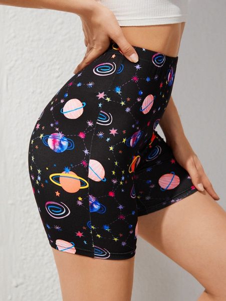 

galaxy print biker shorts p9ss#, Black