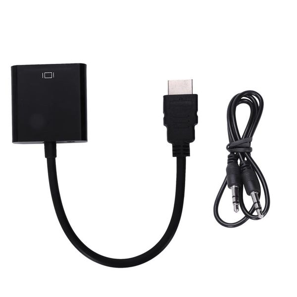 

audio cables & connectors to vga converter adapter + 3.5 mm jack full hd 1080p black