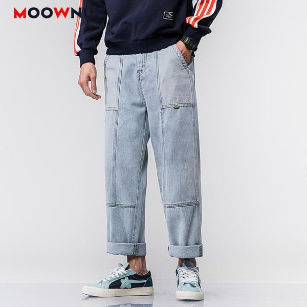 

ankle-length pants hombre jeans men's clothes youth street dress personality fashion casual fit designer trousers moownuc, Blue