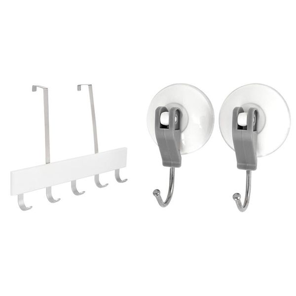 

hooks & rails 2pcs stainless steel vacuum suction cup hook 1 pcs over door hanging rack wooden coat hanger