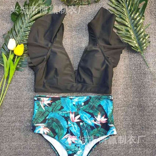 

factorydbtt split 2020 bikini printed hard pack women's swimsuit, White;black