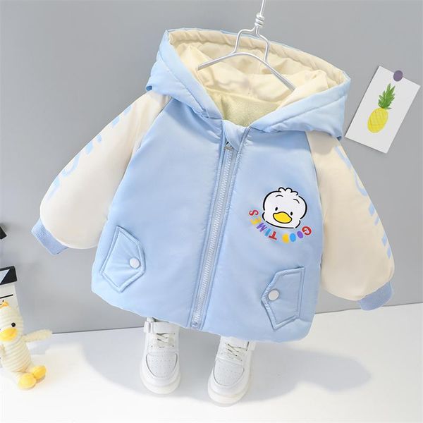 

down coat hylkidhuose 2021 winter baby girls boys cotton coats hooded children outerwear outdoor warm thicken kids cartoon jackets, Blue;gray