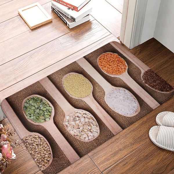 

carpets grains spoons wooden doormat bedroom modern polyeste carpet kitchen door floor hallway anti-slip rug mat bath