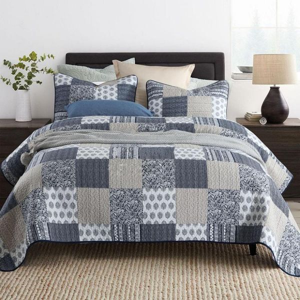 

comforters & sets chausub printed bedspread quilt set 3pcs washed cotton quilts quilted bedding pillow case king queen size coverlet