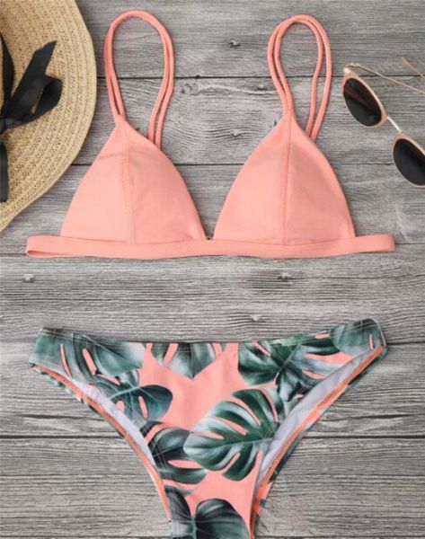 

one-piece suits summer women push-up bikini set padded bra e printed floral swimsuit swimwear bathing two-piece suit beachwear