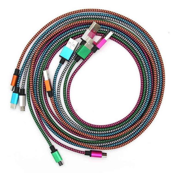 

1m 2m 3m unbroken metal connector fabric nylon braid micro usb cable lead charger cord for samsung s6 s5 s4 htc android phone