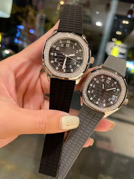 

luxury ladies watch quartz movement window date display anaglyph face bezel set with swarovic crystal diamond 35.6mm luminous, Slivery;brown