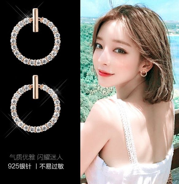 

s925 silver needle personality simple versatile earrings anti allergy circle mini earrings female, Golden
