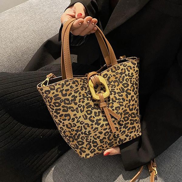 

evening bags vintage leopard small cloth bucket crossbody for women 2021 simple shoulder handbags and purses female travel totes