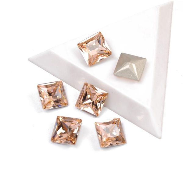 

4447 nails rhinestone lt. peach color princess square shape glass rhinestones for 3d nail art gems1, Silver;gold