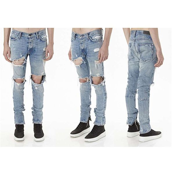 

men jeans ripped jeans blue rock star mens jumpsuit denim male pants