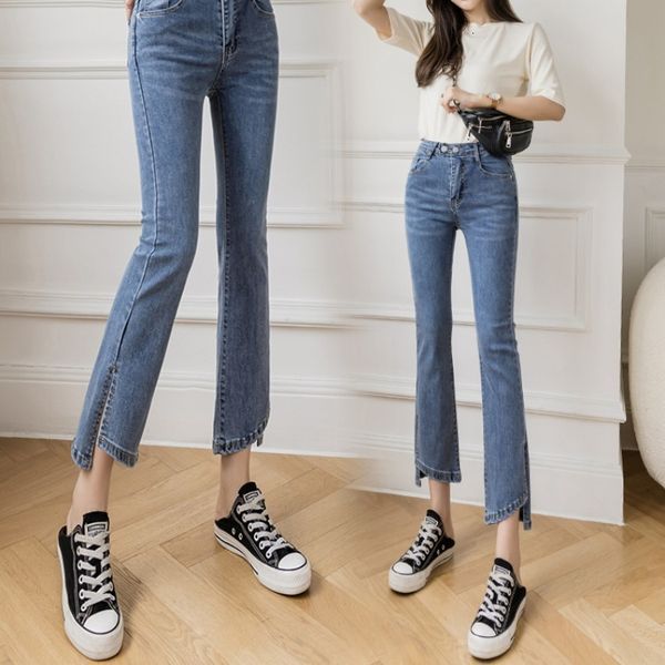 

women's jeans small jeans slim in 2021 summer, Blue