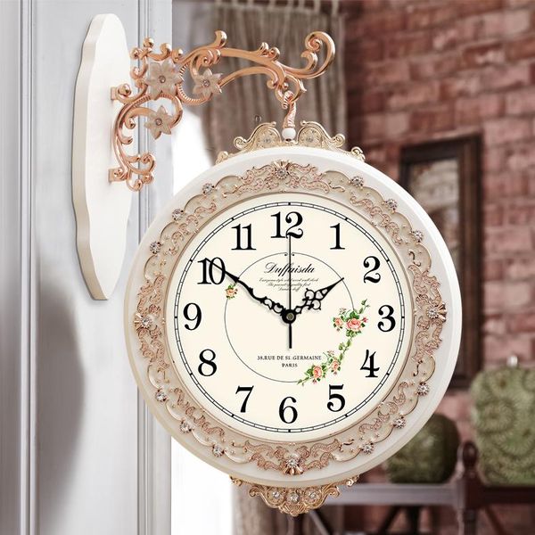 

wall clocks silent outdoor clock electronic modern design vintage luxury double sided relogio parede home watch jj60