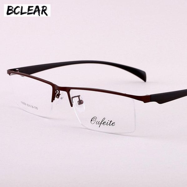 

brand design titanium alloy eyeglass male myopia glasses spectacle frames 2021 men fashion semi-rimless big optical frame sunglasses, Black