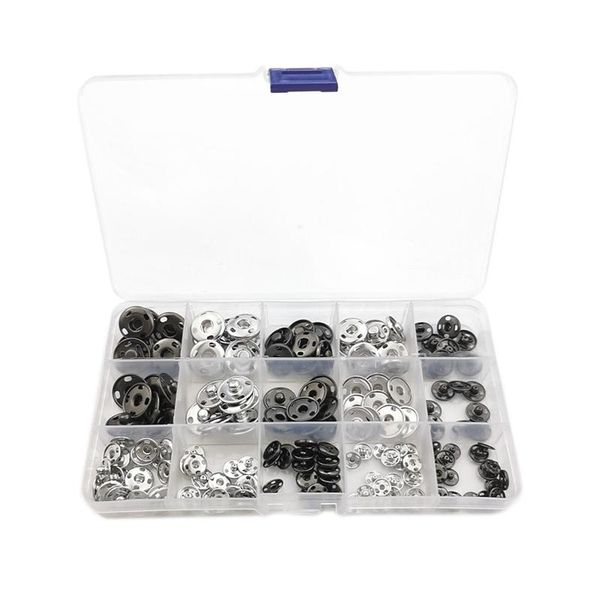 

sets sew-on snap buttons metal fastener press button for sewing clothing (8.5mm/10mm/12mm/15mm/17mm) notions & tools, Black