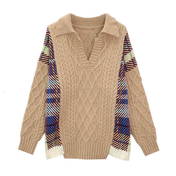 

women's sweaters camisola mulher outono inverno preguiçoso vento macio turn-down colarinho b porto ceroso fora usar cânhamo malha camis, White;black