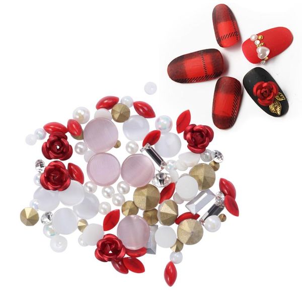 

bottle mixed diy nail art design decorations accessories for girls and (red), Silver;gold