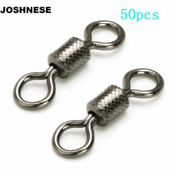 

50pcs 1#/3#/8# ball bearing fishing swivel with safety snap rings rolling connector hooks