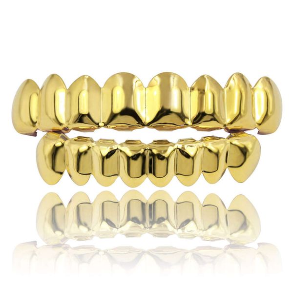 

hiphop hip hop gold upper lower 8 smooth face teeth cover, Silver