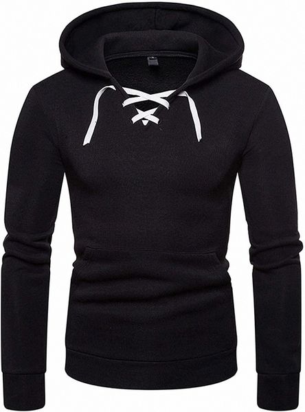

men's hoodies pullover sport hooded jogging sweatshirts solid color casual hoody with pocket outerwear b3ae#, Black