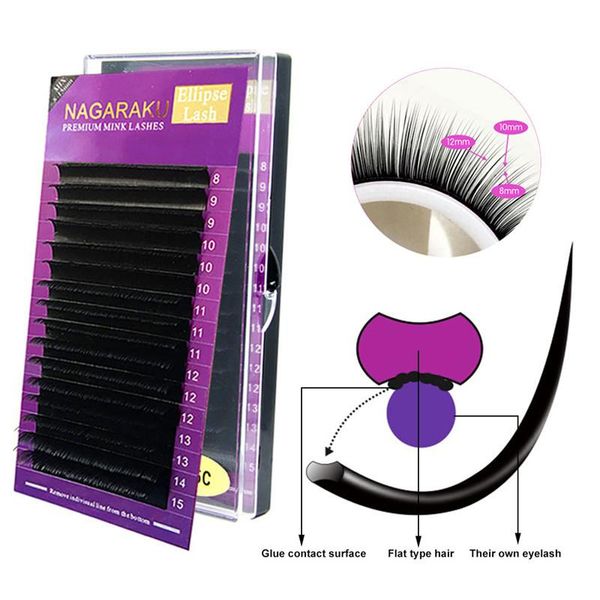 

16rows/tray false eyelashes 0.1mm c/d natural synthetic mink individual eyelash extension 8-12mm soft faux
