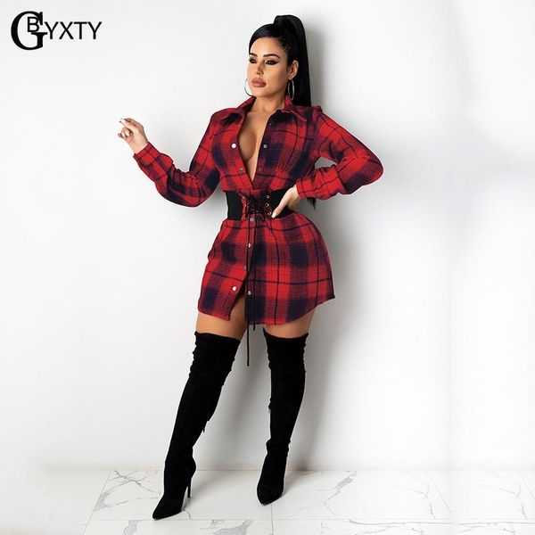 

spring autumn women casual brushed plaid button up shirt dress long sleeve mini party with cummerbund zl1082 dresses, Black;gray