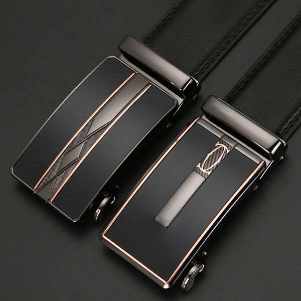 

mens leather belt patch comfort click belt two-layer cowhide korean business casual pants with wholesale, Black;brown