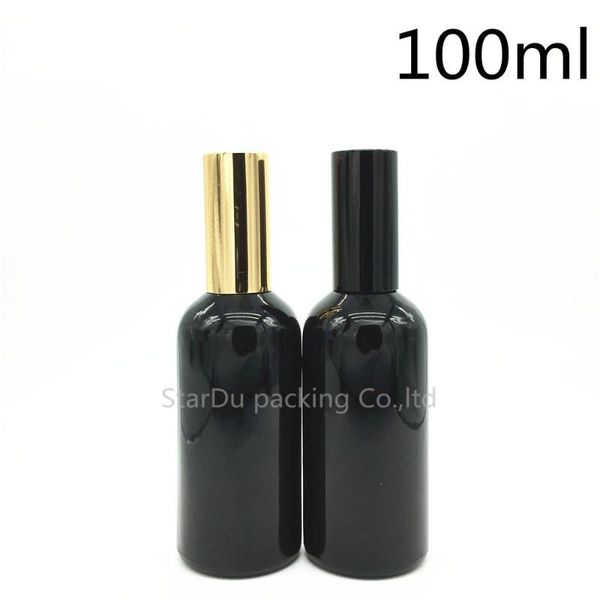 

storage bottles & jars 100pcs 100ml black glass bottle with aluminum sprayer, 100cc essential oil spray perfume