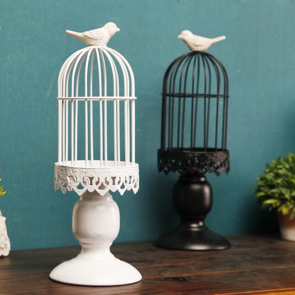 

art retro iron candlestick creative white metal home living room lantaarn metaal bird cage decoration mm60zt candle holders