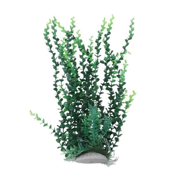 Dekorasyonlar 40cm Akvaryum Aquascaping Seramik tabanlı yeşil yapay bitki