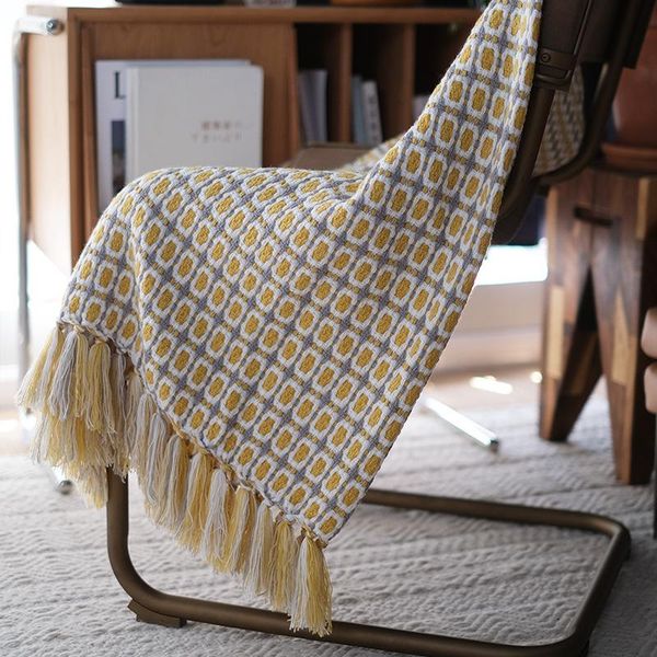 

blankets knitted blanket nap small american crochet decorative yellow checkered
