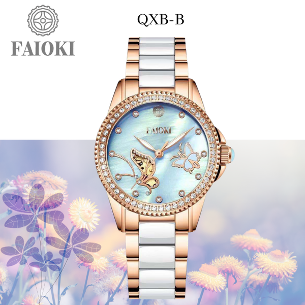 

faioki fashionable and luxurious ladies mechanical watch with eta movement butterfly design, Slivery;brown