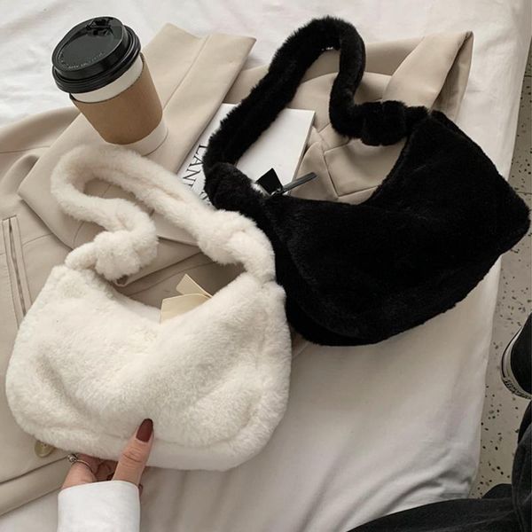 

evening bags winter women bag faux fur elegant solid female shoulder underarm fashion simple ladies all match soft plush