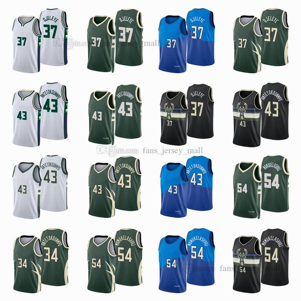 

printed city basketball jerseys grayson semi 37 ojeleye thanasis 43 antetokounmpo sandro 54 mamukelashvili jersey color white green blue bla, Black;red