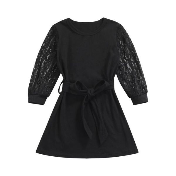 

girl's dresses 2-7y toddler kids baby girl long sleeve lace a-line princess dress black children autumn clothes, Red;yellow