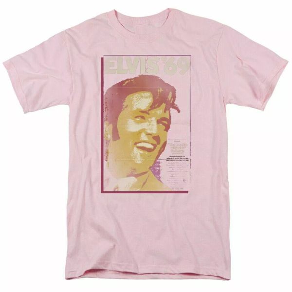

elvis presley trouble with girls t shirt mens licensed the king tee light pink, White;black