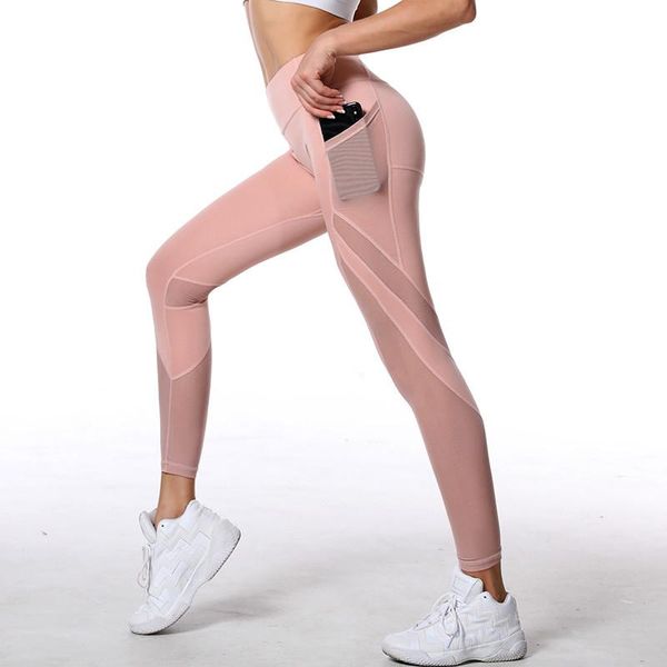 

mesh fitness leggings woman high waist push up legging femme gym stretch casual breathable pants women's, Black