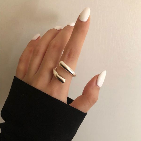 

simple silver ring women's fashion creative hollow irregular geometric ring set birthday party jewelry gift fashion accessories