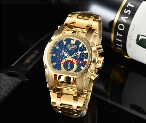 Top Invictbes Assista Mens Moda Luxo Relógios Dourado Disco Grande Data Clássico Estilo Designer Homens relógios de pulso