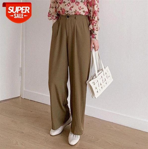 

[ou fan] 6786 casual drape wide-leg pants women korean style high-waist straight loose suit #za1y, Black;gray