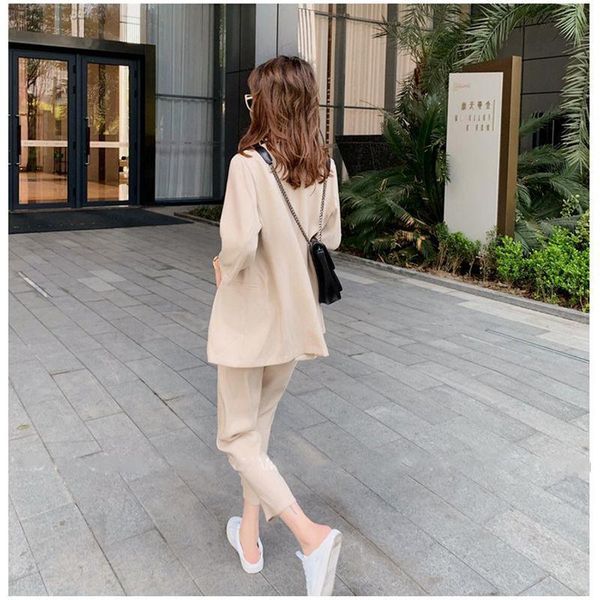 

women's suits & blazers 2021 large spring and summer blazer suit korean leisure thin style shows slim fat mm two piece set fashi, White;black