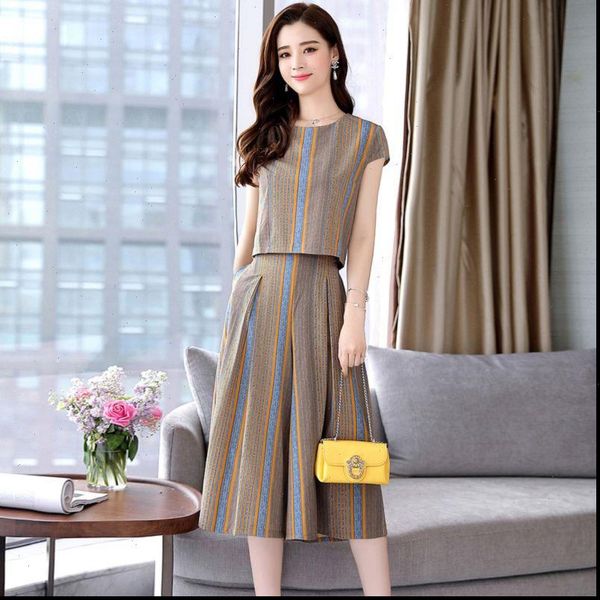 

summer sets short sleeve women dress t shirt and wide leg pants female, White