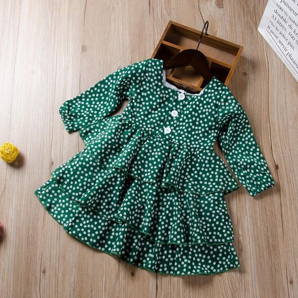 

girl's dresses girls princess dress 2021 long-sleeved floral cute party clothes 2-6 years old kids cake, Red;yellow