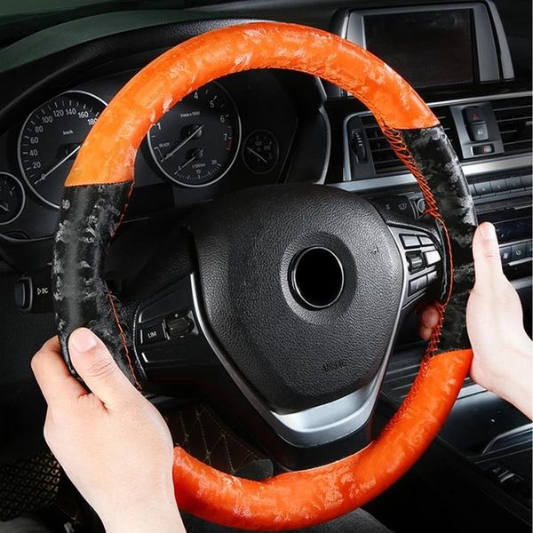 

steering wheel covers 38cm microfiber sport style hand-stitched cover four seasons braid on the case