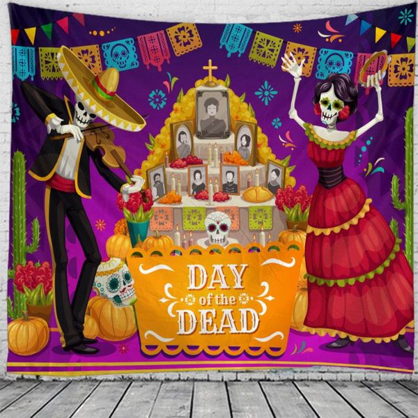 

tapestries halloween evil pumpkin print wall tapestry hanging flower decor deco