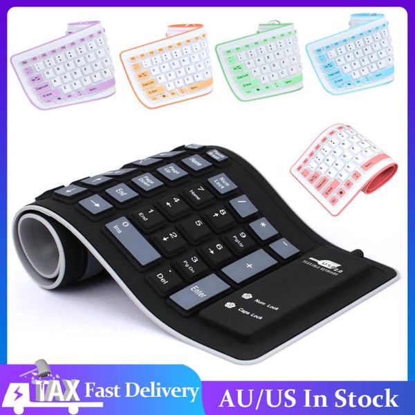 

keyboards foldable silicone usb wired silicon flexible soft waterproof roll up silica gel gamer keyboard for pc lapnotebook