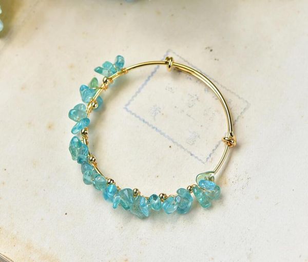 

gem grade blue apatite women's bracelet bangle, Black