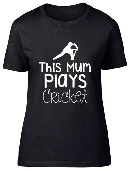 

This Mum Plays Cricket Fitted Womens Ladies T Shirt, White;black